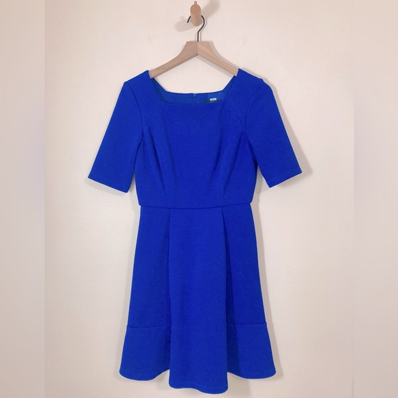 R&K Dresses & Skirts - R&K Cobalt Blue Empire Waist Dress 6 Petite Square Neckline Fit & Flare